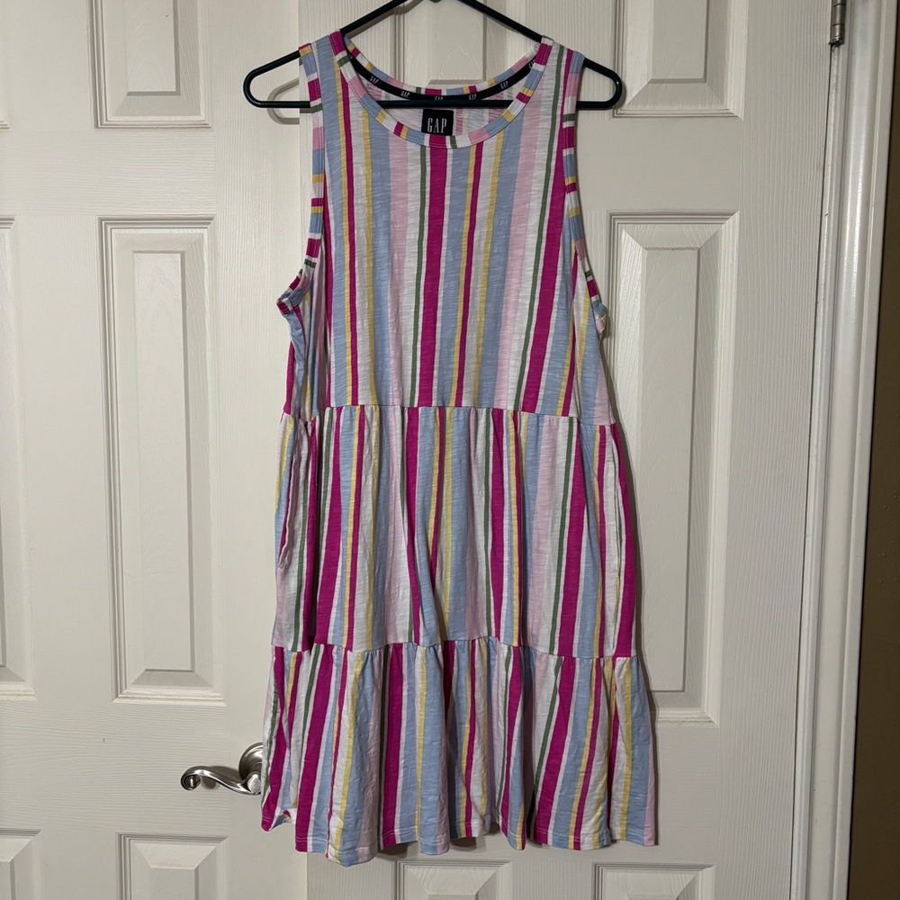 GAP Pink and Blue Ruffled Tiered Sundress